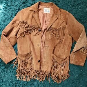 Vintage Pioneer Wear Suede Fringe Western Jacket Albuquerque USA 22x28